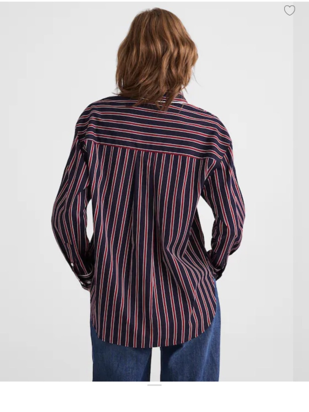 Madewell NWT long Button-Up Shirt in stripe poplin red blue women’s large - Picture 11 of 14